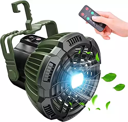 Rechargeable Camping Fan with LED Lantern and Hook