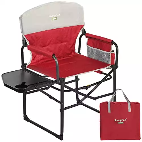 SunnyFeel Camping Chair with Side Table and Storage Pouches