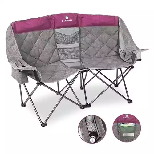 Northroad Camping Chair for 2 People (Heavy-Duty Loveseat with Cupholder, Cooler Bag, and Storage Bag)